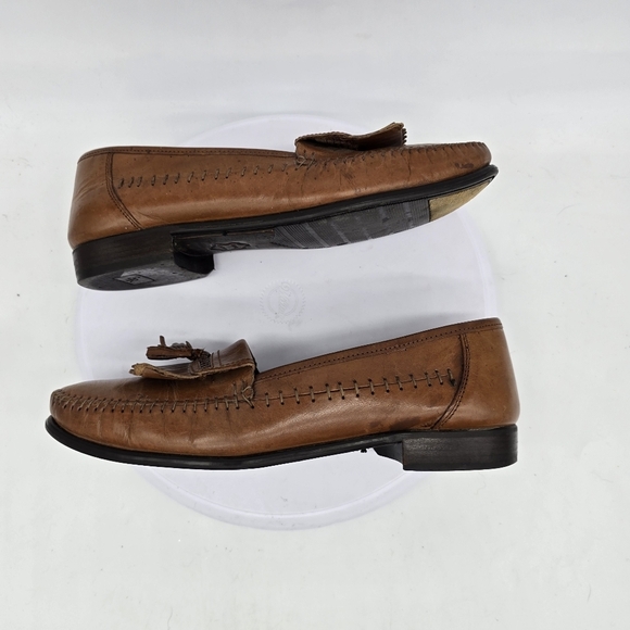 San Remo Shoe Men's 8.5M Brown Leather Moc Toe Tassel Loafers - Picture 10 of 10